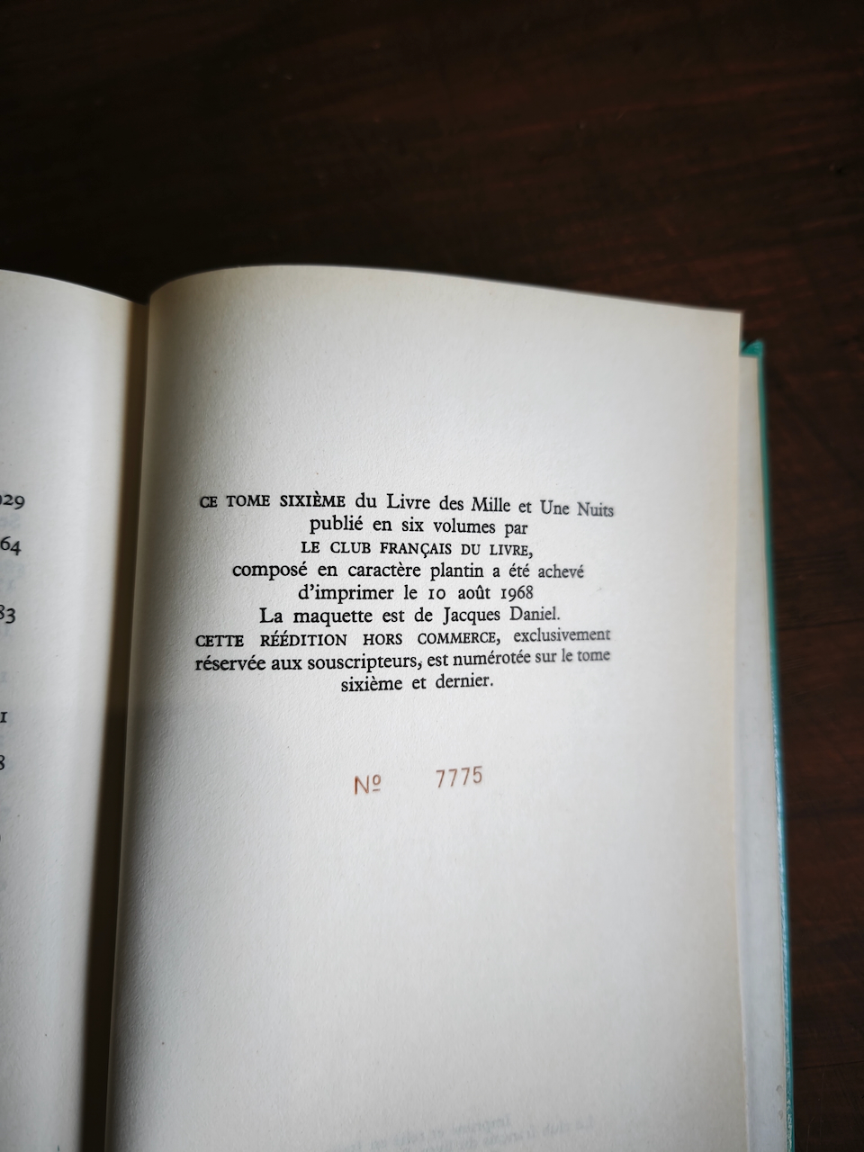 Le livre des mille et une nuits texte français d'Armel Guerne édition 1968 numérotée le club Francais du livre – Image 8