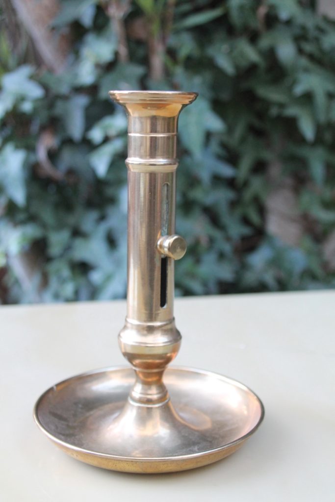 Chandelier bougeoir ancien en cuivre 28,5 cm