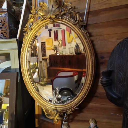 miroir medaillon dore ancien