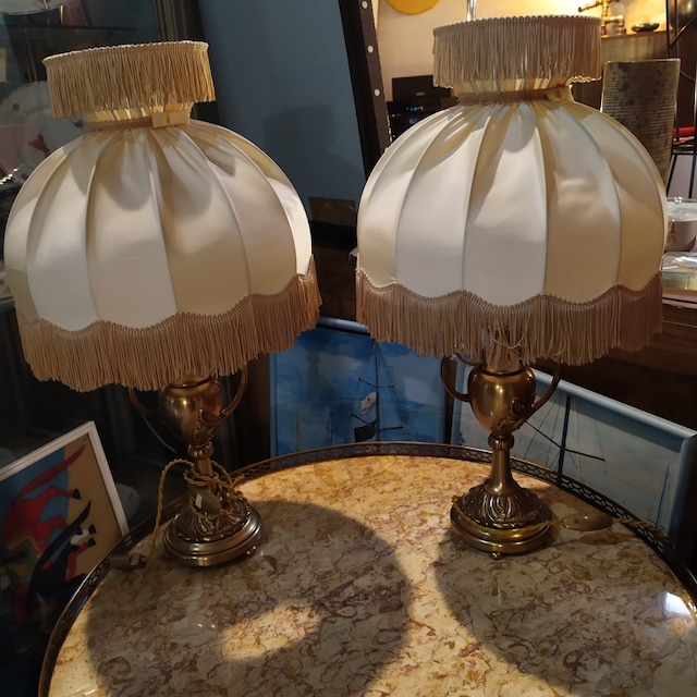 Paire Lampe de table / de chevet en bronze
