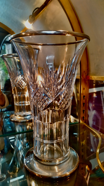 Vase cristal taillé et argent