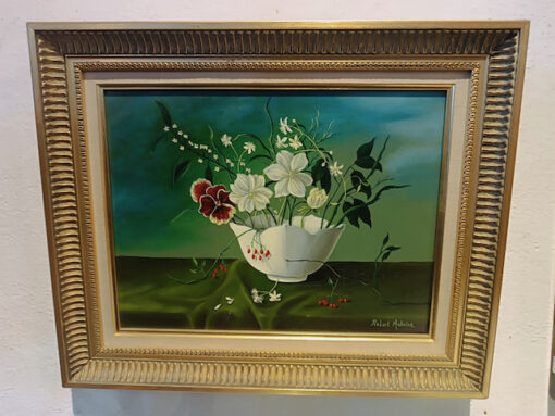 Tableau Robert Antoine huile sur toile " Muguet dans un bol" Daté 1978 – Image 2