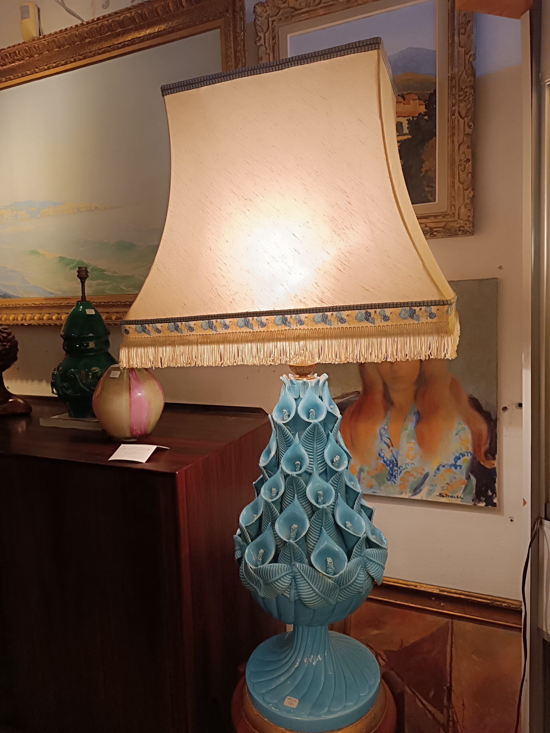 Lampe Céramique bleue Vintage Années 50 – Image 6