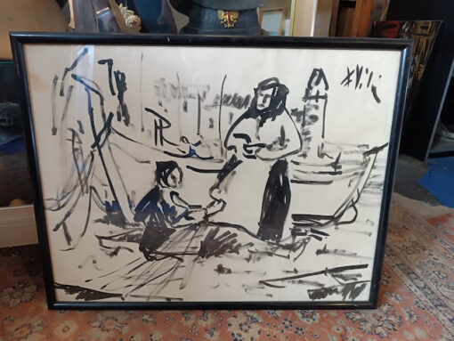 Tableau Joan Felip Vila "Collioure" encre sur papier Epoque XXème – Image 2
