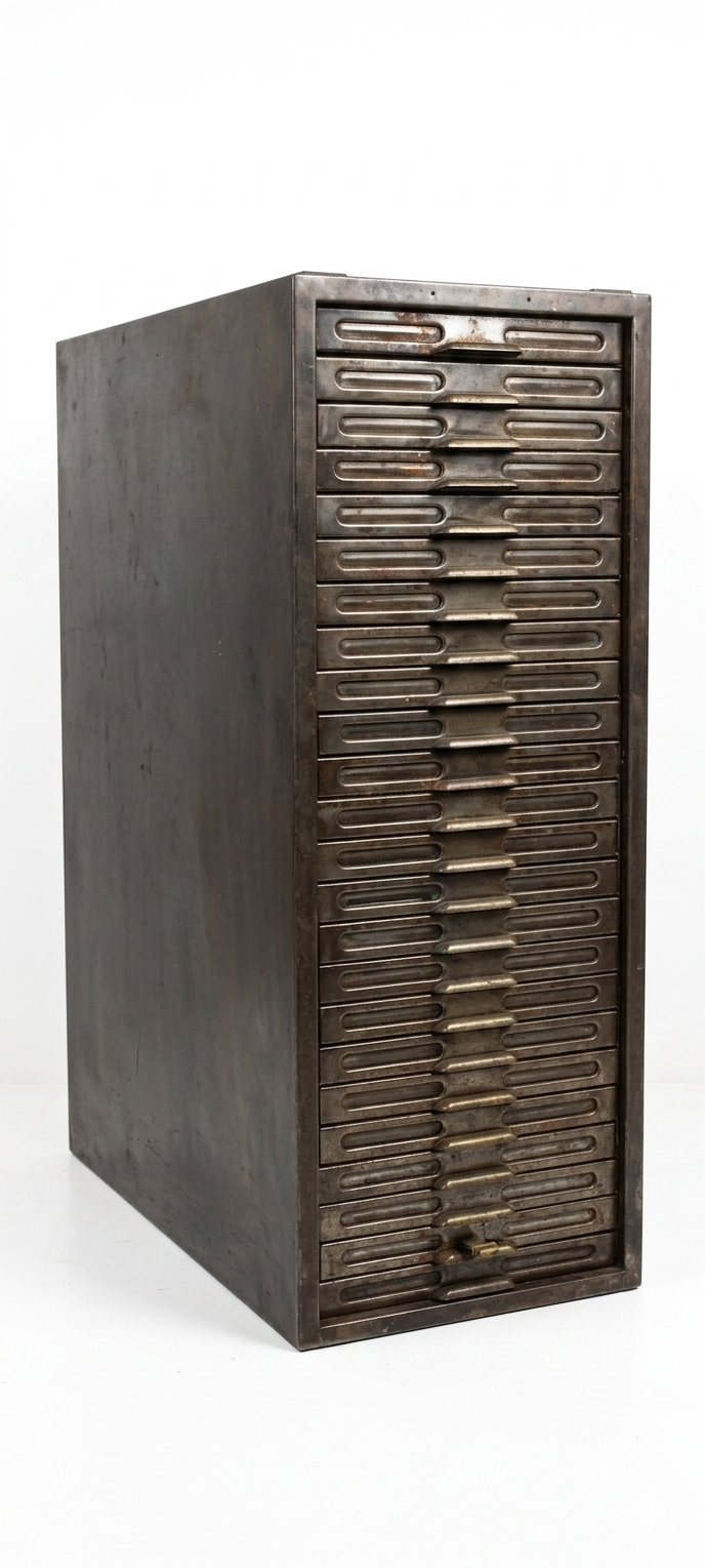 Casier Vintage Industriel Epoque XXème rangement cartes ou documents – Image 12