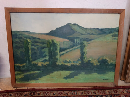 Tableau "paysage de campagne" signé H.Bosc Huile sur Toile – Image 2