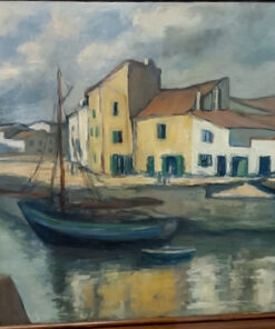 Alternative view of Tableau "Port de pêche" Huile sur Toile Epoque fin XIXème/début XXème