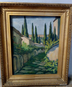 Alternative view of Tableau H.V Bosc " Village" Huile sur Toile Epoque fin XIXème / Début XXème