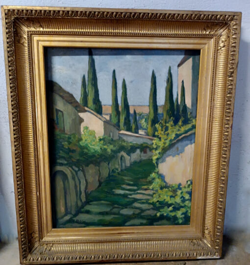 Tableau H.V Bosc " Village" Huile sur Toile Epoque fin XIXème / Début XXème – Image 2