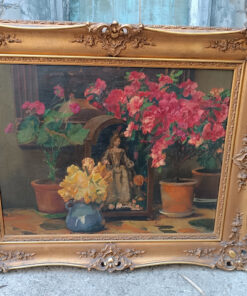 Alternative view of Tableau Léon Frédéric Peintre Belge Huile sur toile " Composition Florale" daté 1912