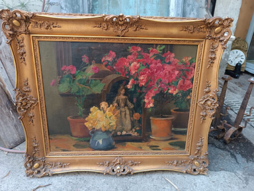 Tableau Léon Frédéric Peintre Belge Huile sur toile " Composition Florale" daté 1912 – Image 2