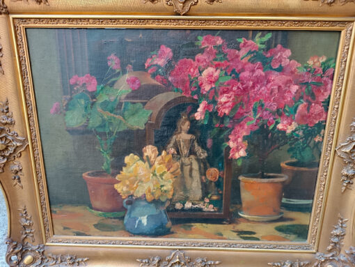 Tableau Léon Frédéric Peintre Belge Huile sur toile " Composition Florale" daté 1912 – Image 3
