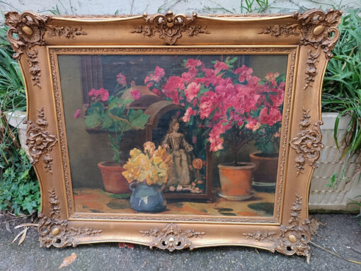 Tableau Léon Frédéric Peintre Belge Huile sur toile " Composition Florale" daté 1912 – Image 5