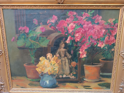 Tableau Léon Frédéric Peintre Belge Huile sur toile " Composition Florale" daté 1912 – Image 6