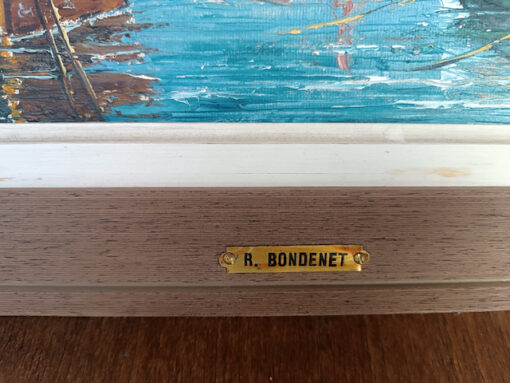 Tableau R.Bondenet Marine Huile sur Toile daté 1947 – Image 3