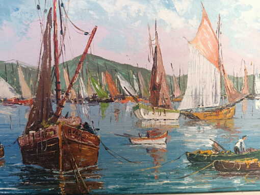 Tableau R.Bondenet Marine Huile sur Toile daté 1947 – Image 2