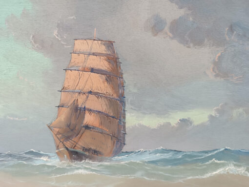 Tableau Faget Germain( Pierre) Huile sur panneau " Trois mats par vent arrière" – Image 2