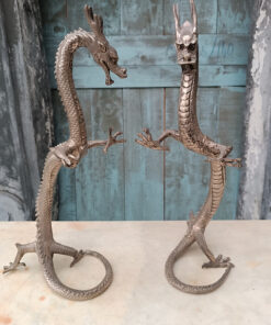 Alternative view of Dragons Chinois Statuettes en Laiton Nickelé