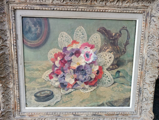 Oswald Poreau Tableau Huile sur Panneau "bouquet" daté 1944 – Image 2