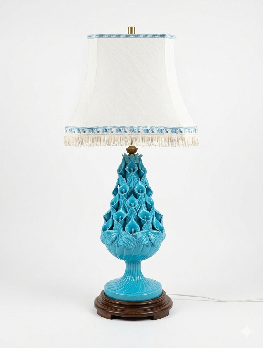 Lampe Céramique bleue Vintage Années 50 – Image 2