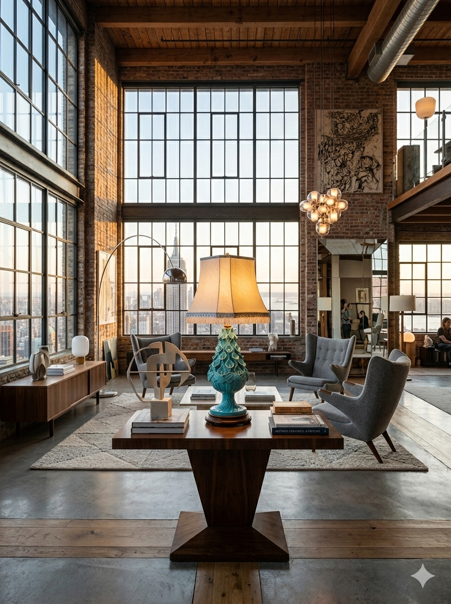 Lampe Céramique bleue Vintage Années 50 – Image 4