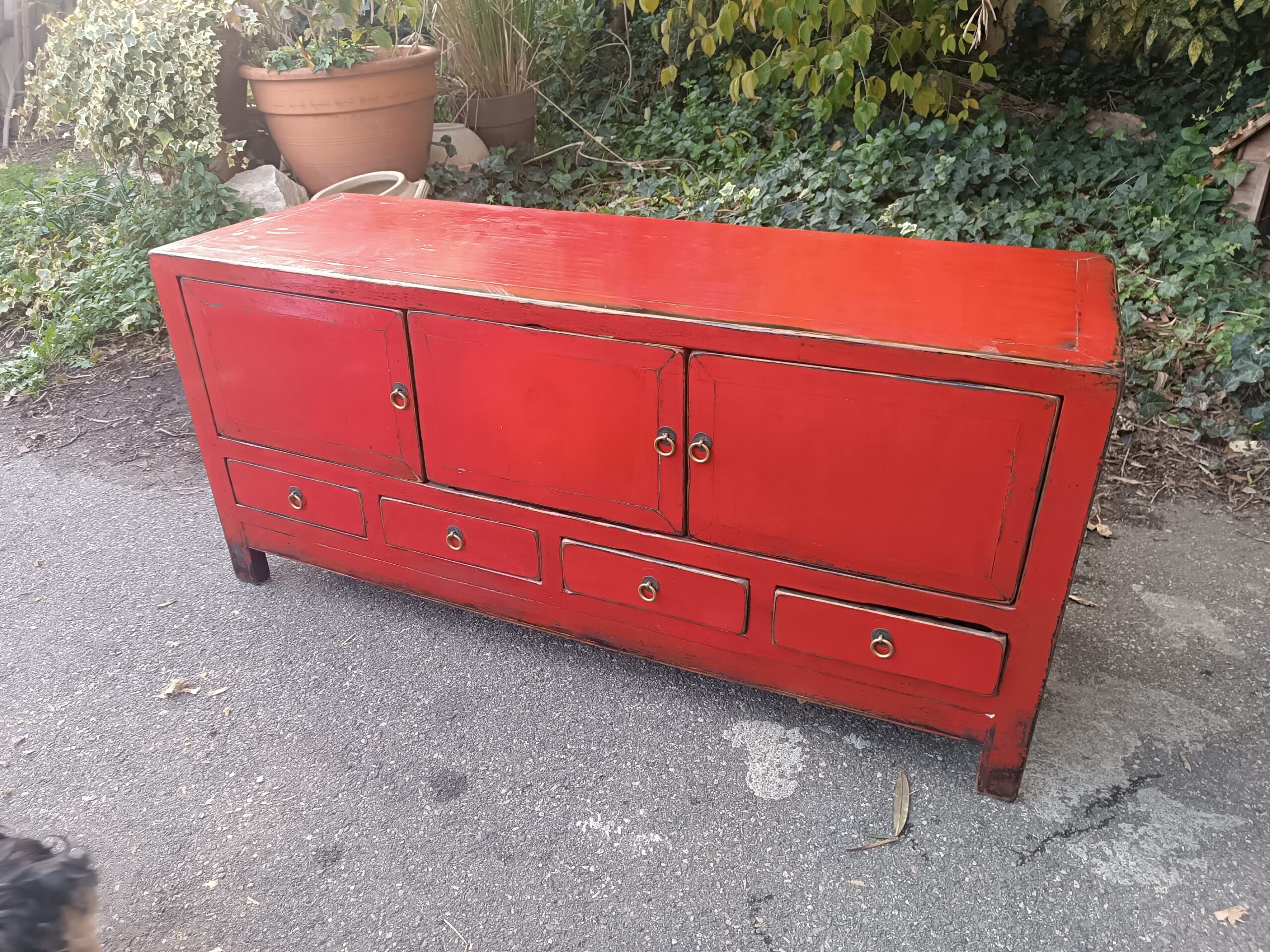 Buffet Bas Chinois Laque Rouge – Image 2