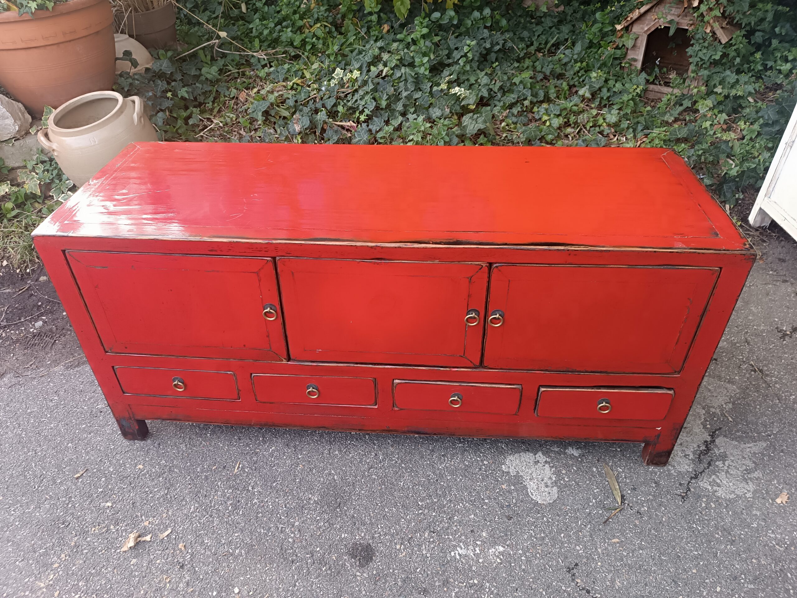 Buffet Bas Chinois Laque Rouge – Image 3