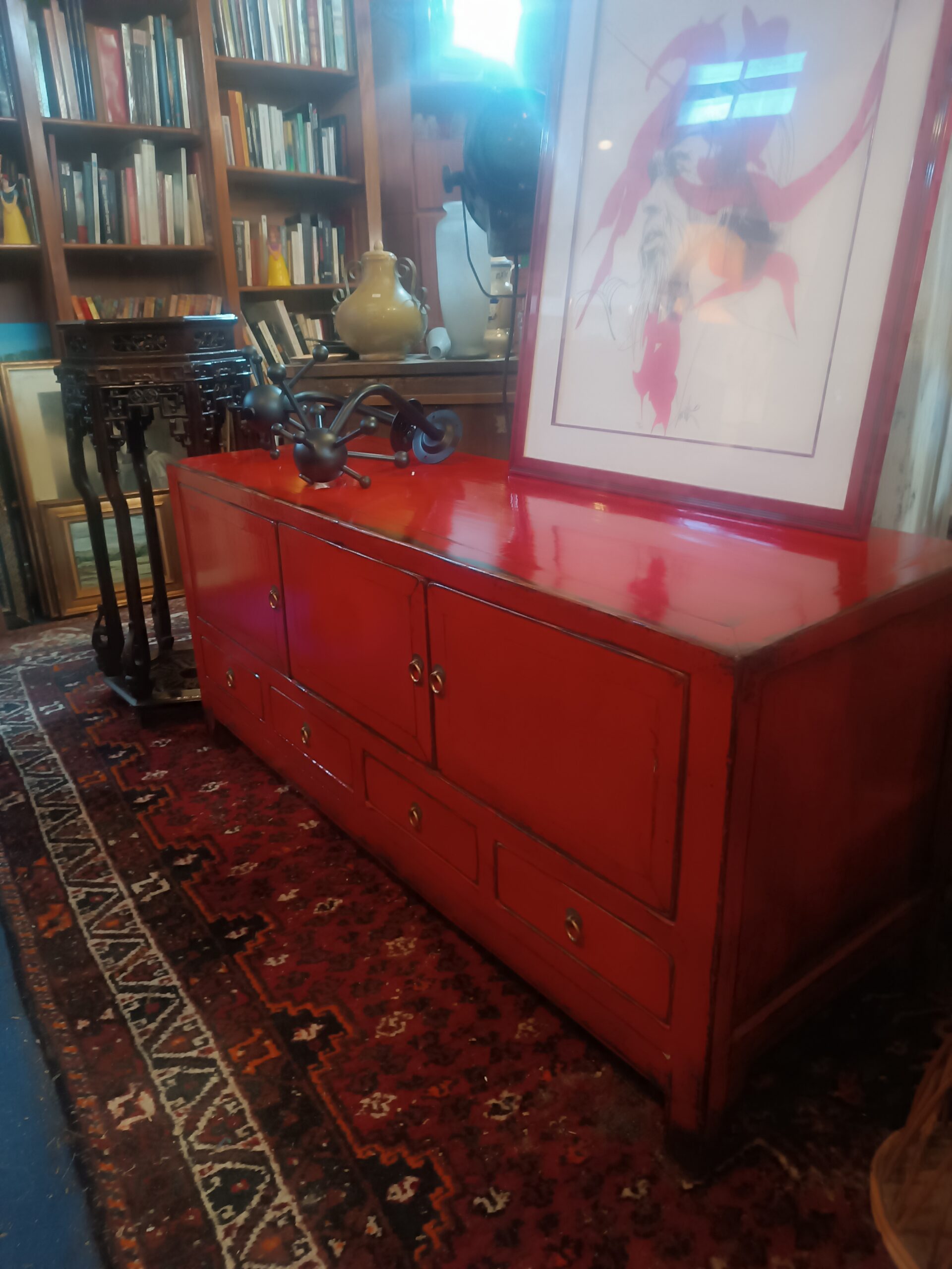 Buffet Bas Chinois Laque Rouge – Image 6