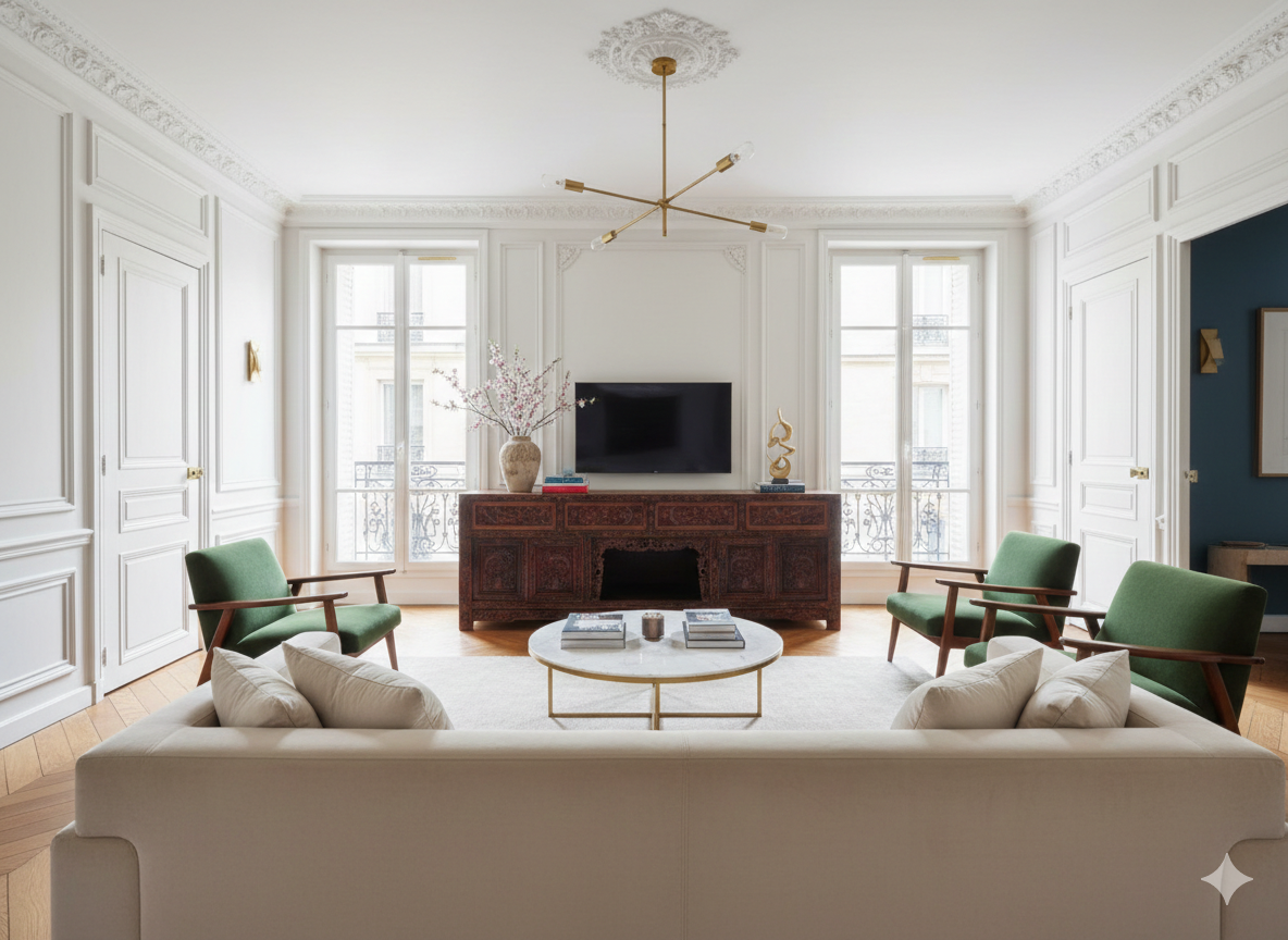 Meuble Bas Chinois Panneaux décors sculptés Epoque XXème – Image 13