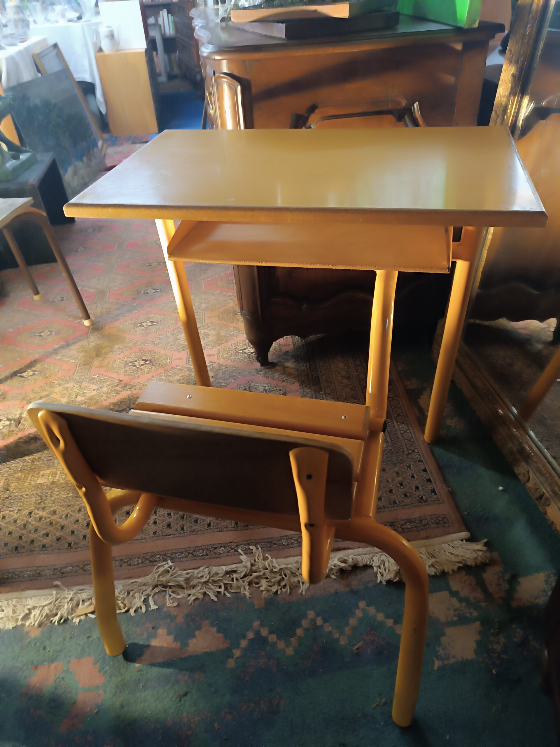 Pupitre Ecole Jaune une place - Pas Cher – Image 2