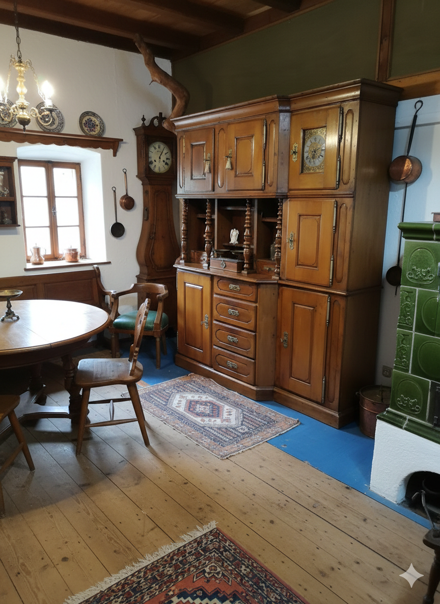 Buffet Alsacien Olmer en Merisier Epoque XIXème avec Horloge intégrée – Image 9