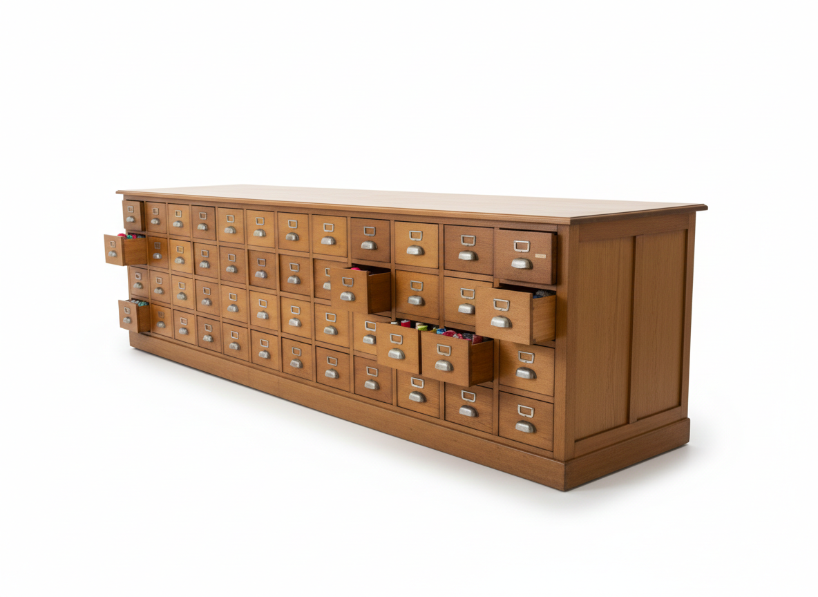 Comptoir de Mercerie Ancien en chêne à 40 tiroirs Epoque milieu XXème – Image 2