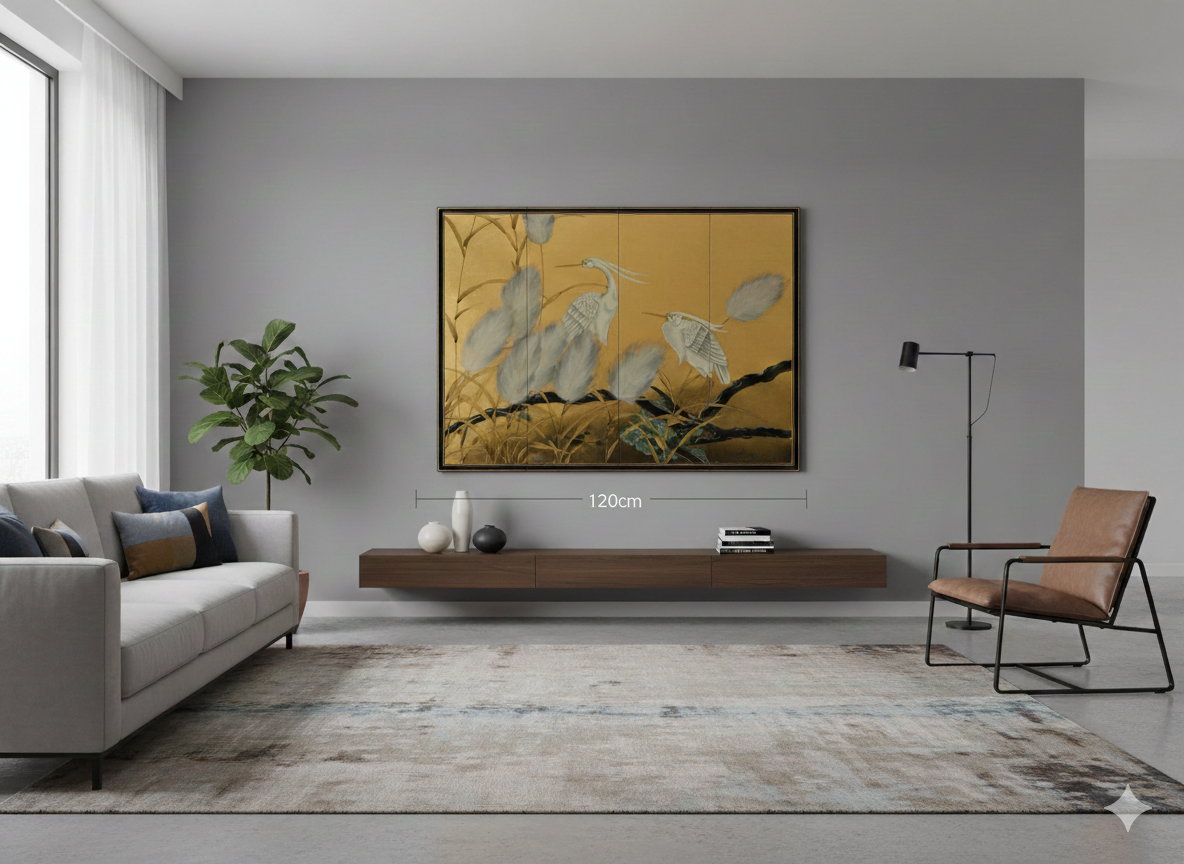 Paravent Chine quadriptyque sur panneaux en Bois Laqué à décors d'ibis Epoque deuxième moitié du XXème – Image 7