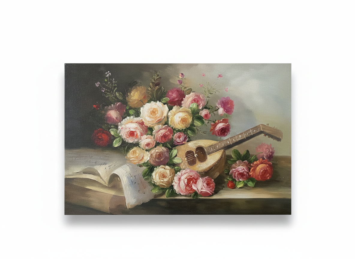 Tableau Bouquet de Roses Huile sur Toile Epoque XXème – Image 2