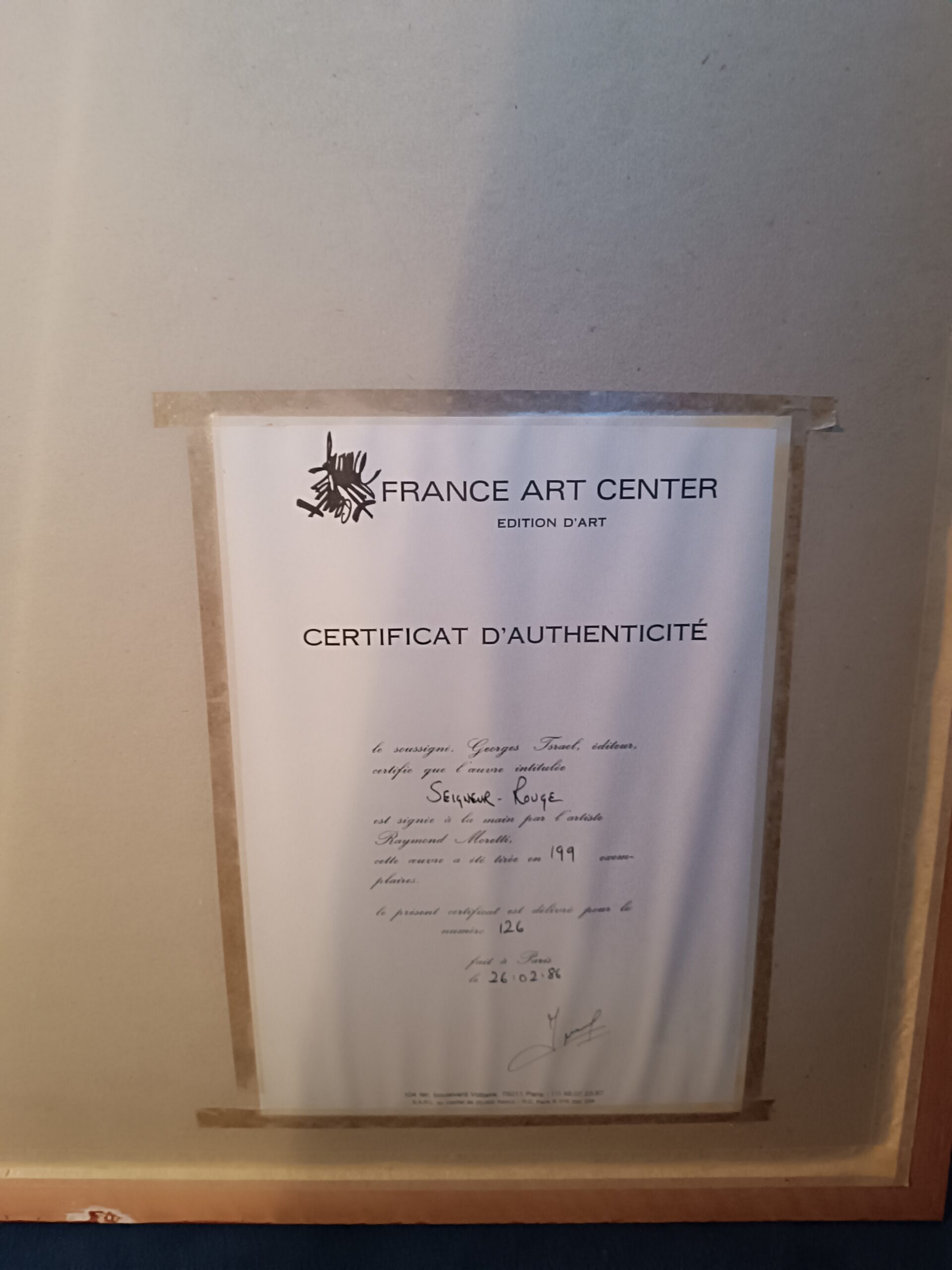 Le Seigneur Rouge Raymond Moretti 1986 Lithographie Tirage limité et numéroté – Image 3