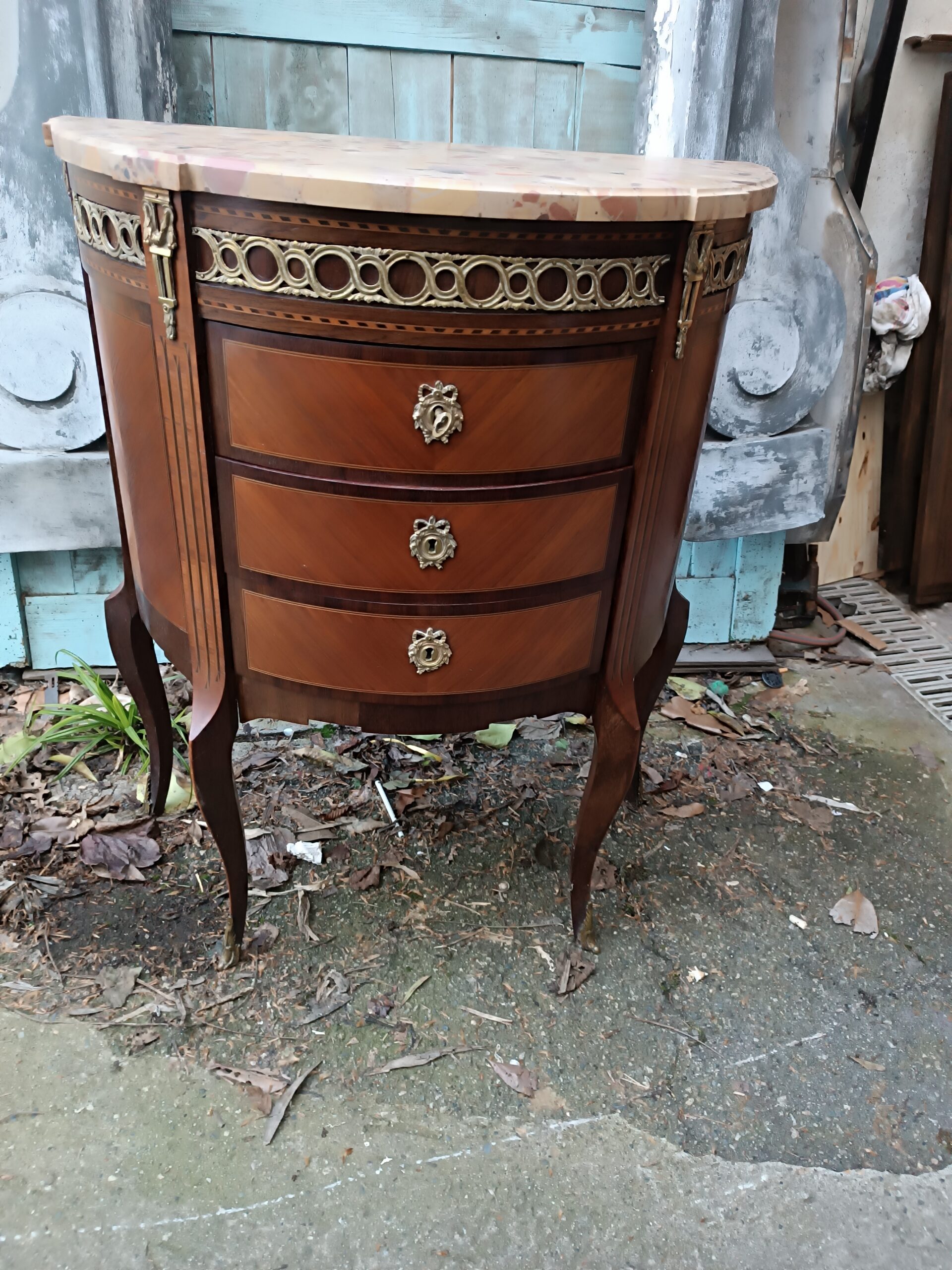 Commode demi lune Début XXème Style transition Louis XV- Louis XVI – Image 5