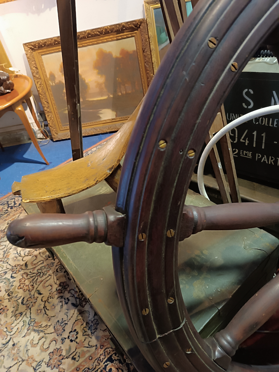 Barre à Roue Gouvernail de Bateau Ancienne objet de Marine – Image 2