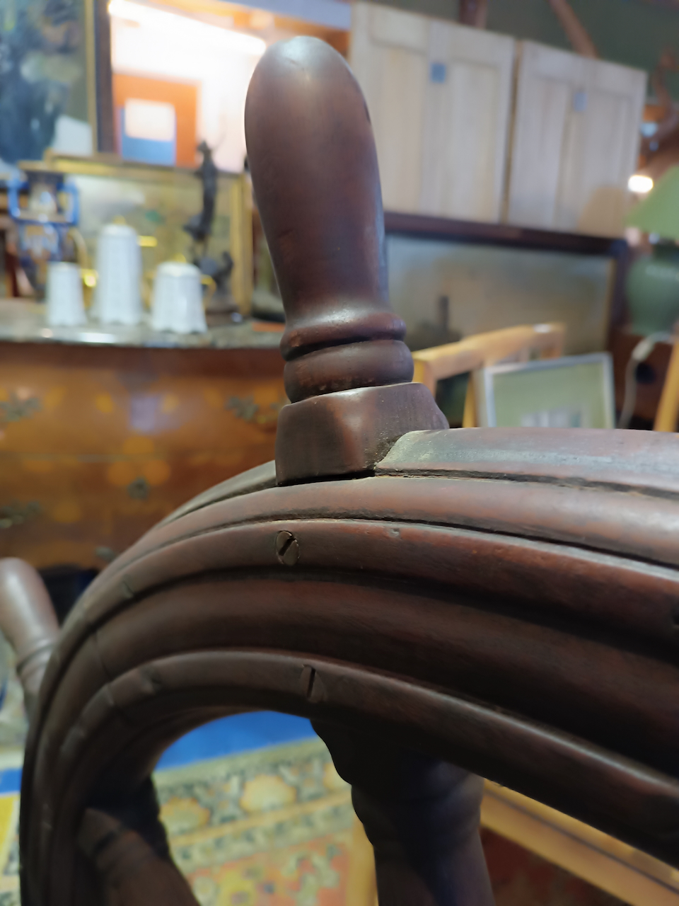 Barre à Roue Gouvernail de Bateau Ancienne objet de Marine – Image 5