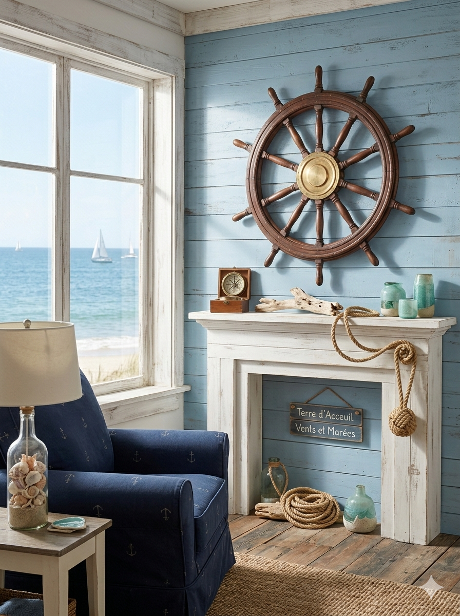 Barre à Roue Gouvernail de Bateau Ancienne objet de Marine – Image 9