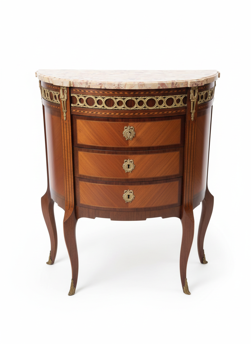 Commode demi lune Début XXème Style transition Louis XV- Louis XVI – Image 2