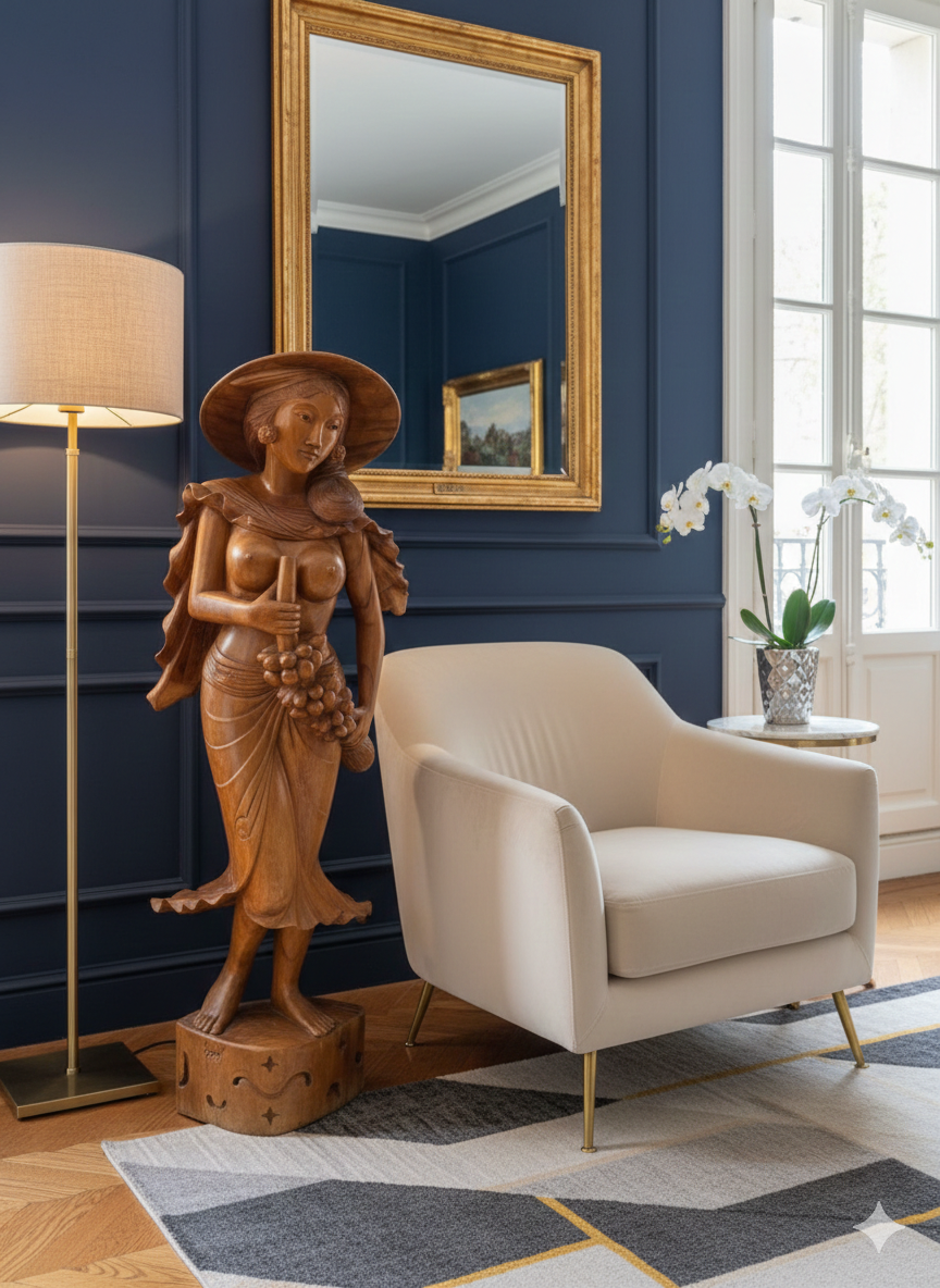 Sculpture Féminine Vietnam en Bois Massif – Image 13