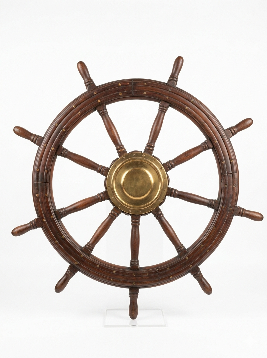 Barre à Roue Gouvernail de Bateau Ancienne objet de Marine – Image 6