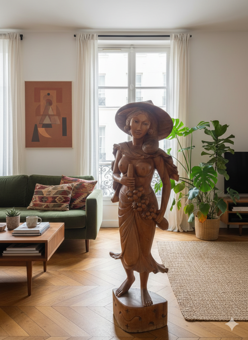 Sculpture Féminine Vietnam en Bois Massif – Image 11