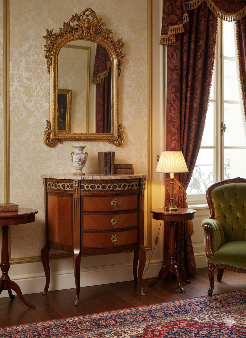 Commode demi lune Début XXème Style transition Louis XV- Louis XVI – Image 7