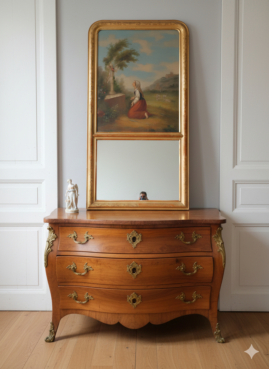 Trumeau Ancien huile sur toile "sujet religieux" Epoque XIXème – Image 7