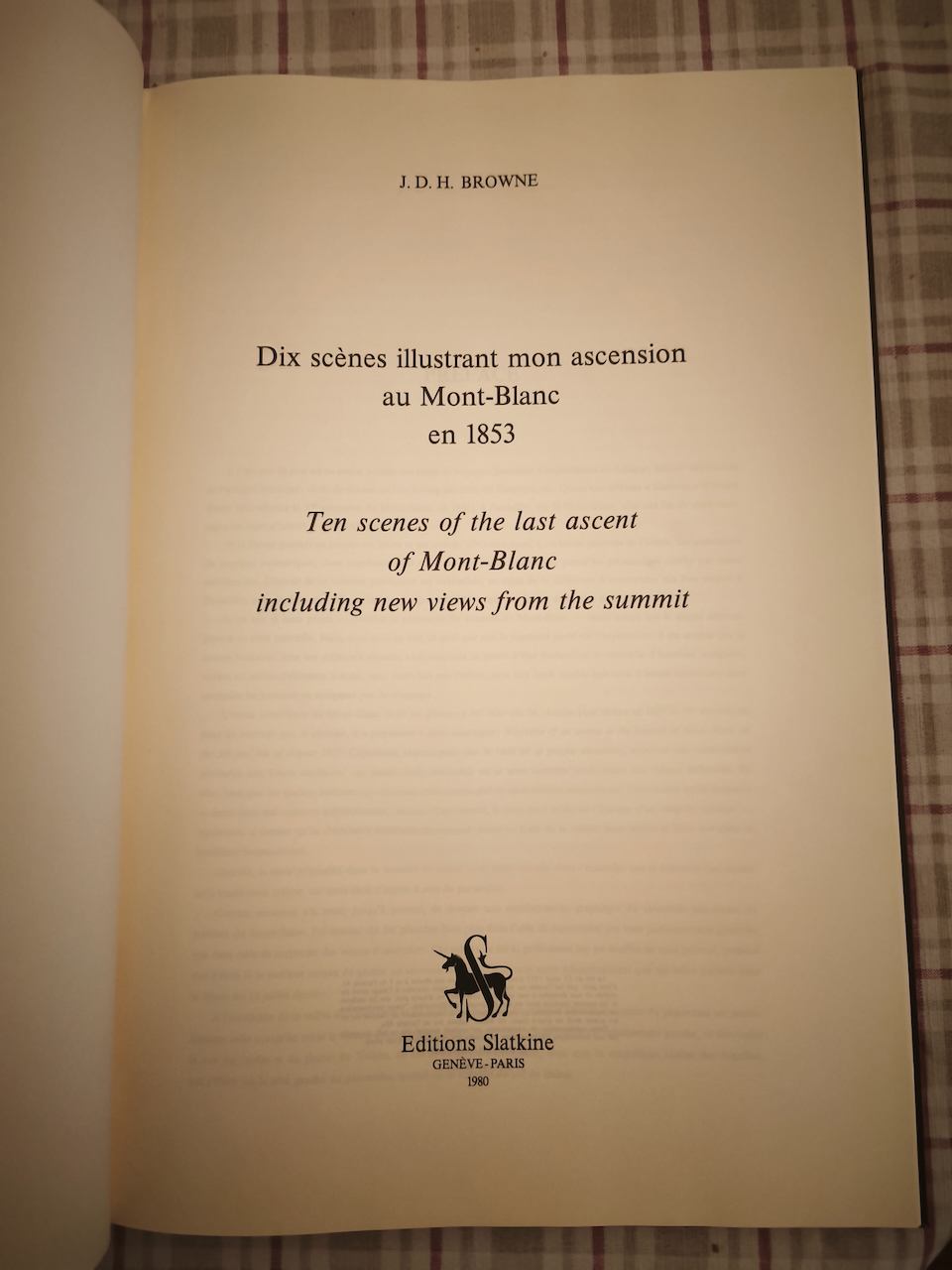 Livre J.D.H. BROWNE "Dix scenes illustrant mon ascension au mont blanc" Genève & Paris, Slatkine, 1980, imp. in-folio, 2 ff. + 13 p. + 10 planches en couleur, reliure en toile originale. – Image 3