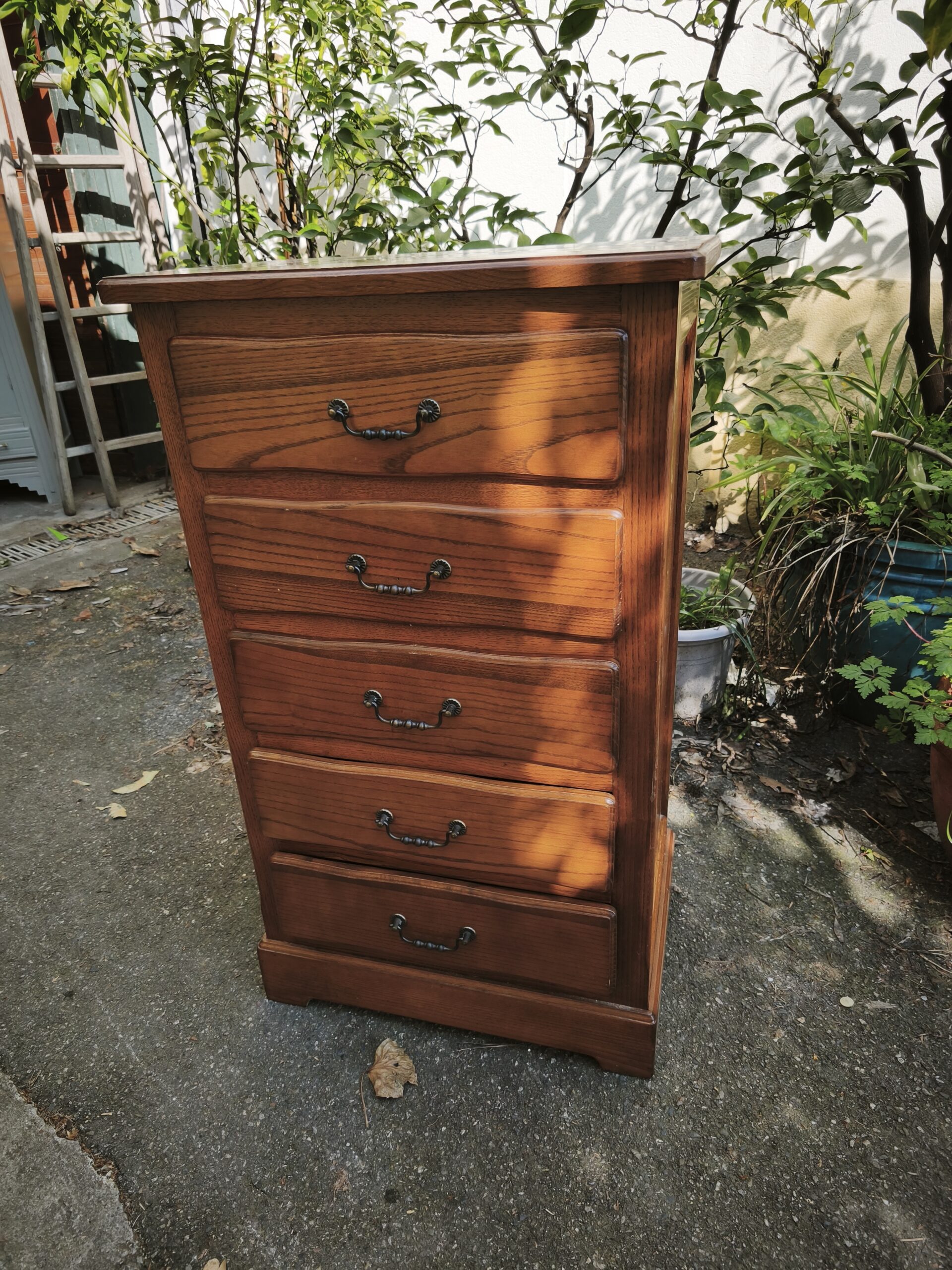 Meuble Colonne à cinq tiroirs en Chêne meuble seconde main – Image 2