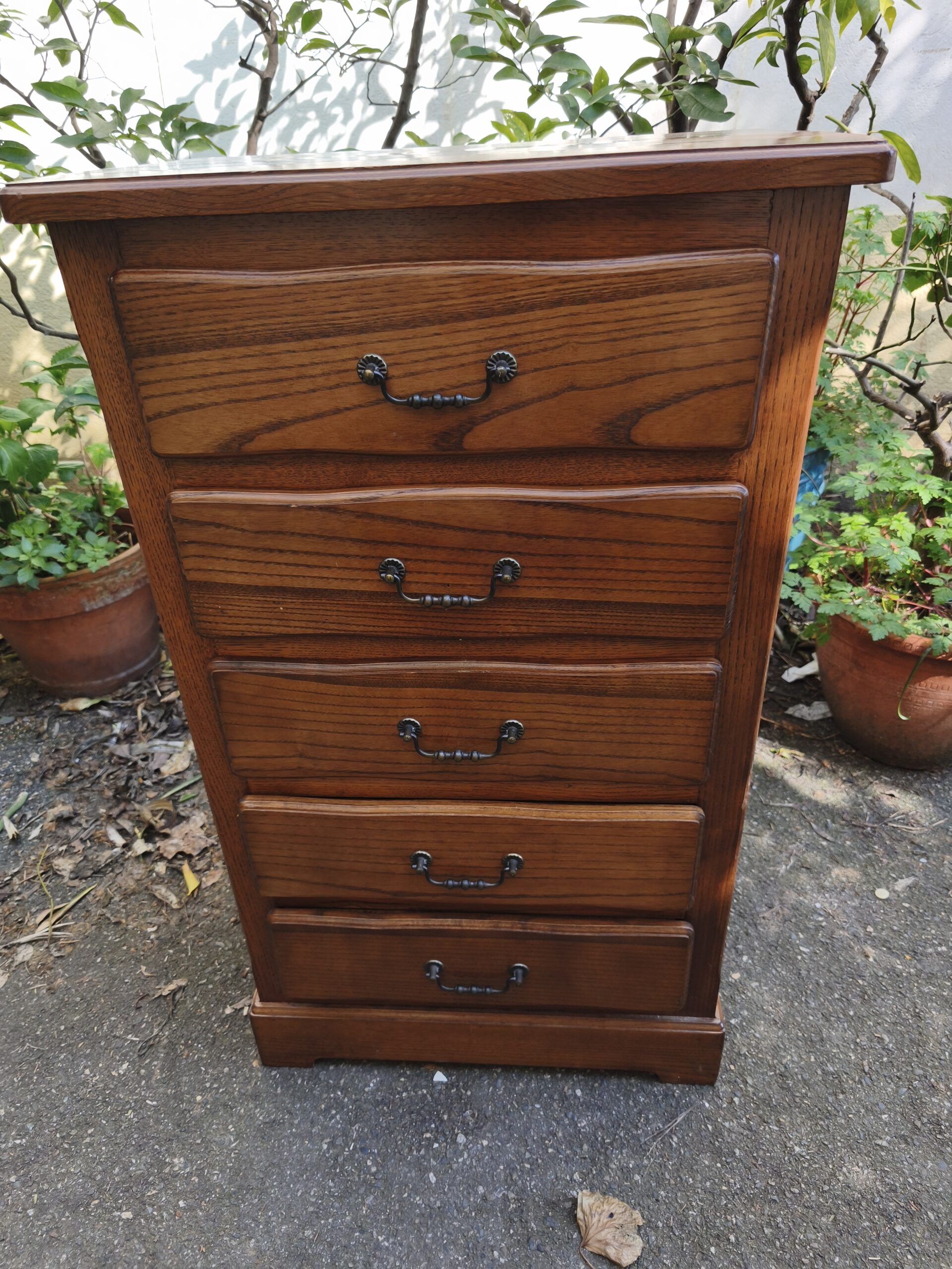 Meuble Colonne à cinq tiroirs en Chêne meuble seconde main – Image 5