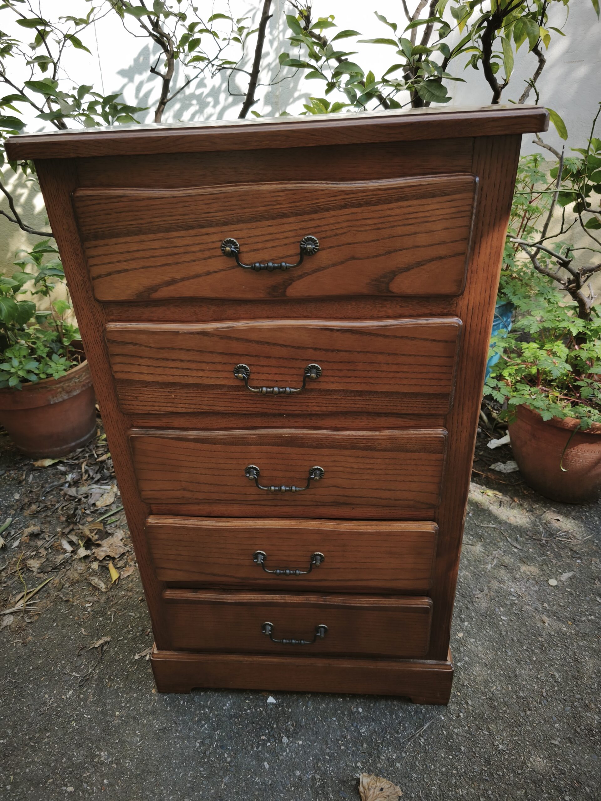 Meuble Colonne à cinq tiroirs en Chêne meuble seconde main – Image 6