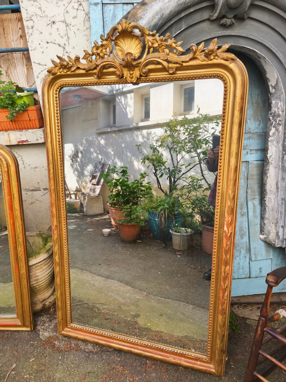 Grand Miroir Doré Style Louis XV Epoque Napoléon III – Image 2